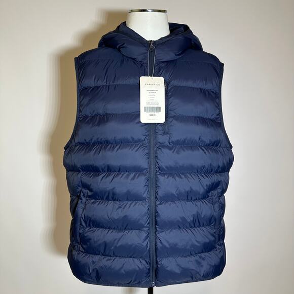 NWD Fabletics Navy Blue Marina Packable Puffer Vest Hooded Pockets Womens XXL - Picture 1 of 12